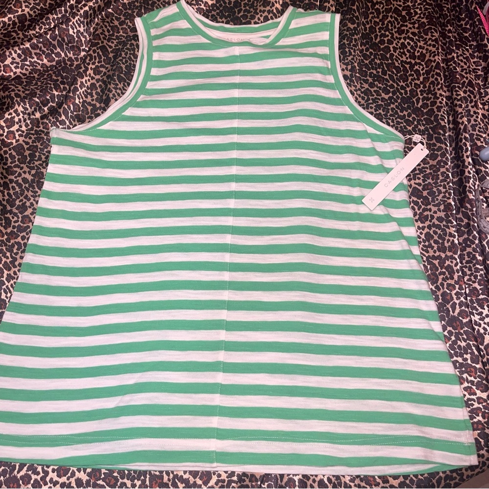 Caslon Green Stripes Tank Top